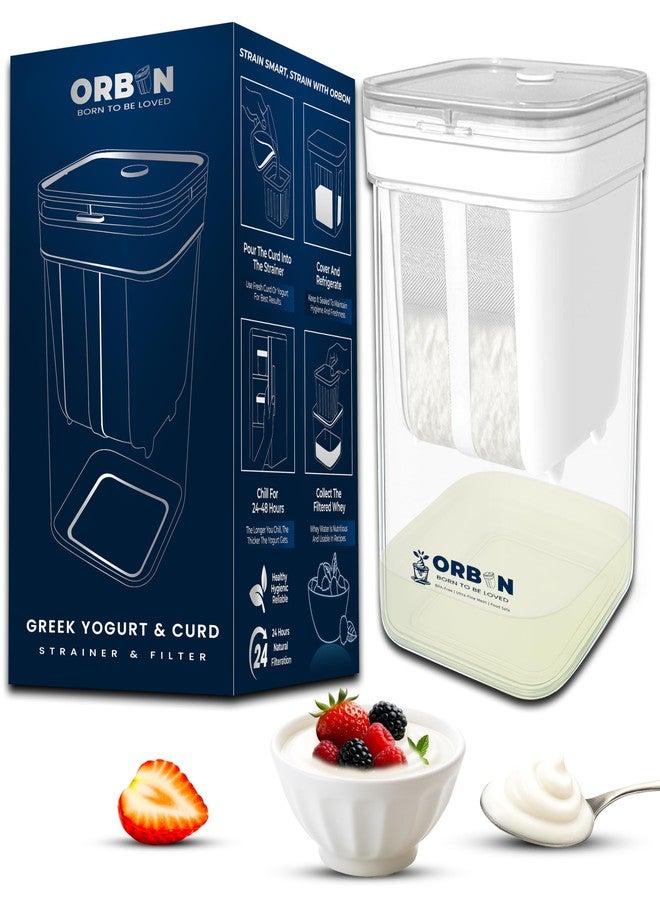 ORBON Extreme Multifunctional Hung Curd Maker & Yogurt Strainer - 1100ml BPA-Free Curd Strainer Box with Fine Mesh for Thick Greek Yogurt & Dahi | Kitchen Essential for Healthy Homemade Curd | 1 Unit - Image 1